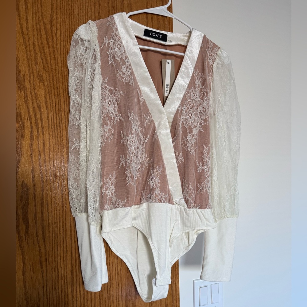DO+BE Cream and White Lace Bodysuit